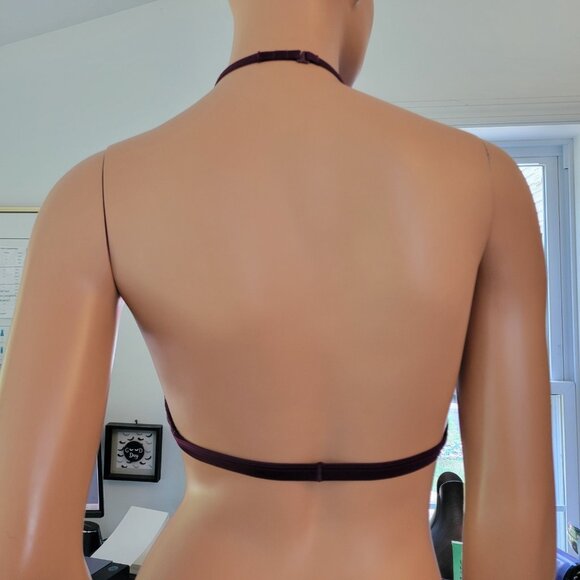 Victoria's Secret Size Small‎ High Neck Lace Bralette Burgundy Red Lace Shimmer - Picture 15 of 16